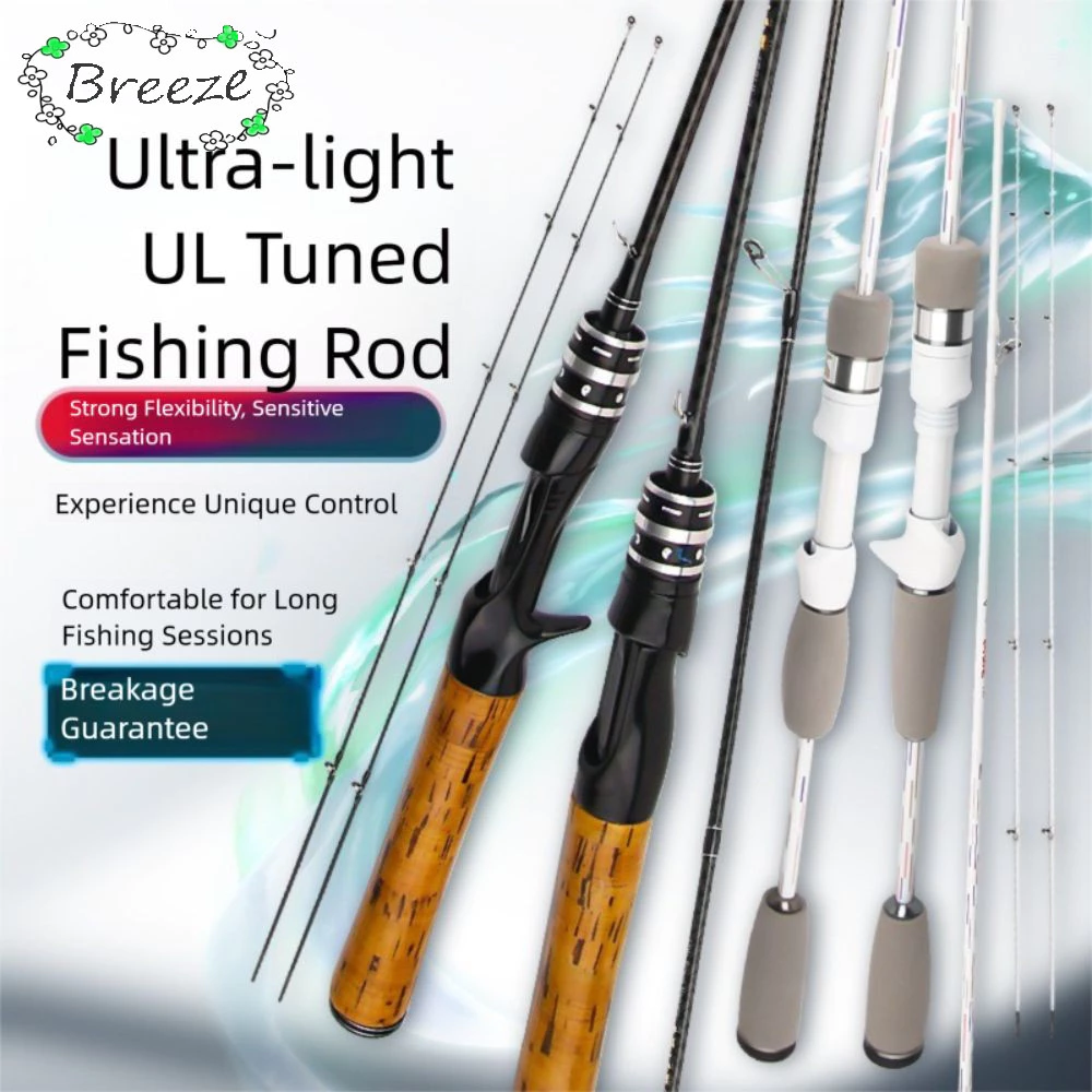BREEZE คันเบ็ด ยาว 1.5 ม. 2 ส่วน Lure Fishing Rod, Fishing Tackle 1.68 ม. ความยาว 1.8 ม. UL/L Power Super Strong Fishing Rod Travel Fishing