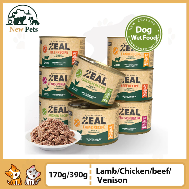 Zeal Dog อาหารกระป๋อง Grain Free Dog อาหารเปียก อาหารสุนัขโปรตีนสูง ผมเงางาม สําหรับทุกระยะ 170g/390g