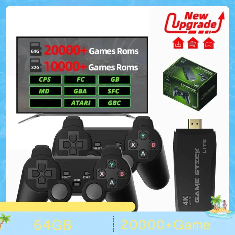 Retro GAMING Console ไร้สาย2.4G GAMING Stick ความละเอียดสูง4K 20000เกมคอนโซลทีวีแบบพกพา T8D4