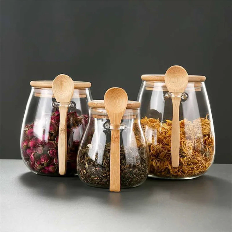 Airtight Food Containers Kitchen Storage Pots Glass Jar with Lid Sealed Canister Sugar and Tea Cans Hermetic Kitchen Cof