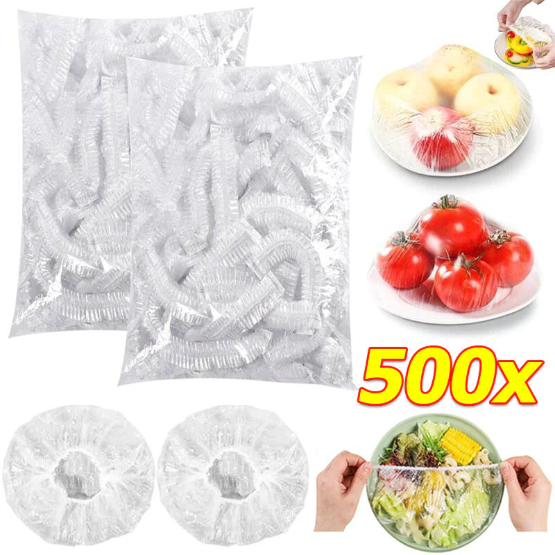 100/200/300/500 ชิ้นทิ้งพลาสติก Saran Wrap Bag / Kitchen Elastic Food Bowl Cover / Fresh-Keeping Covers