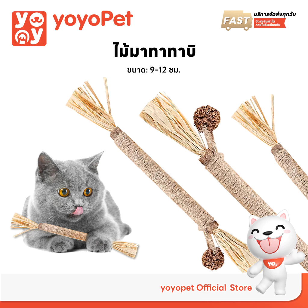 yoyopet : ไม้มาทาทาบิ ขัดฟันแมว ไม้เเมวเมา แบบเชือก ขัดฟันแมว ลดคราบหินปูน ของเล