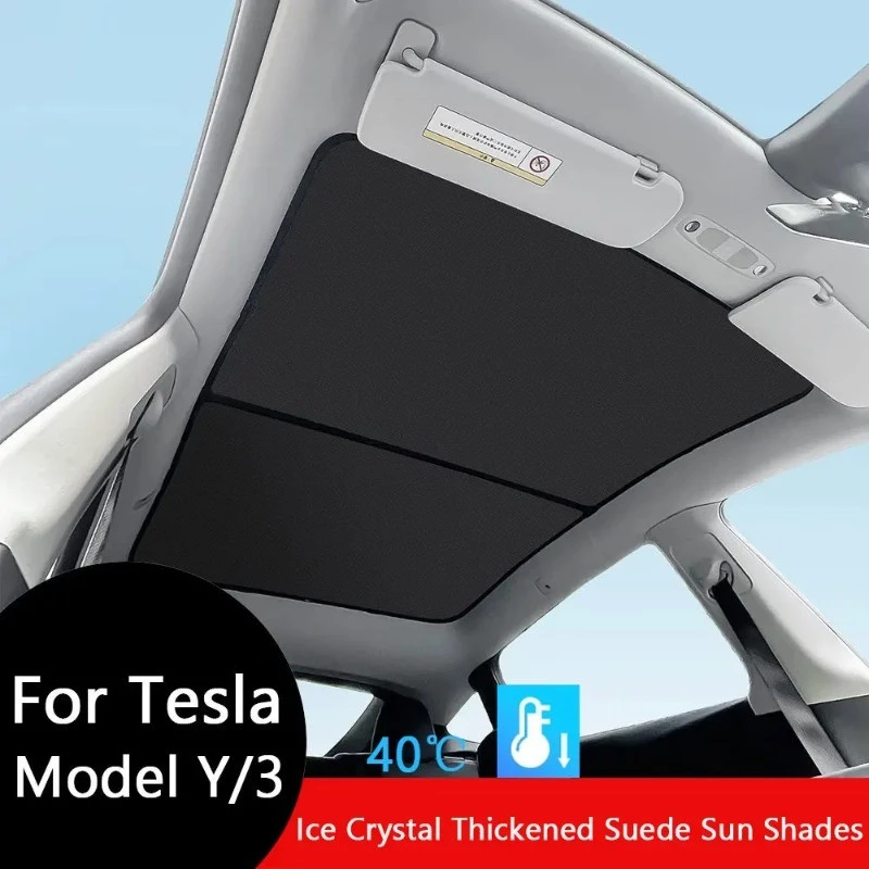 ม่านบังแดดหลังคาพาโนรามา Tesla Model 3 ตรงรุ่น ผ้าเย็นก้ามปู