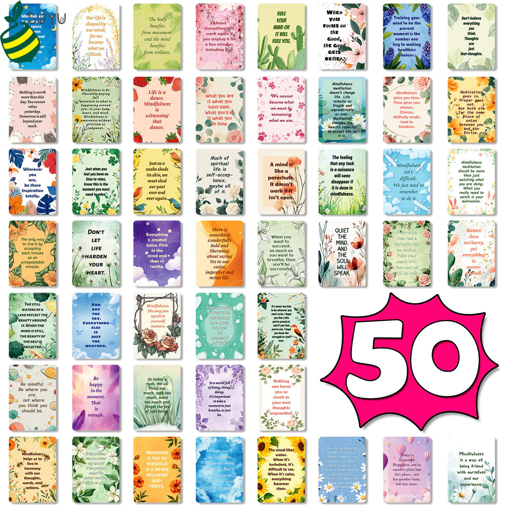 50 การ์ดสร้างแรงบันดาลใจดอกไม้, อุปกรณ์สํานักงานแสนสนุกแรงบันดาลใจการ์ดการแสดง, บัตรคําคมสร้างแรงบันดาลใจพนักงาน, ของขวัญสําหรับผู้หญิง, การ์ดลดความ — ของมงคลหมวดไลฟ์สไตล์และของขวัญ