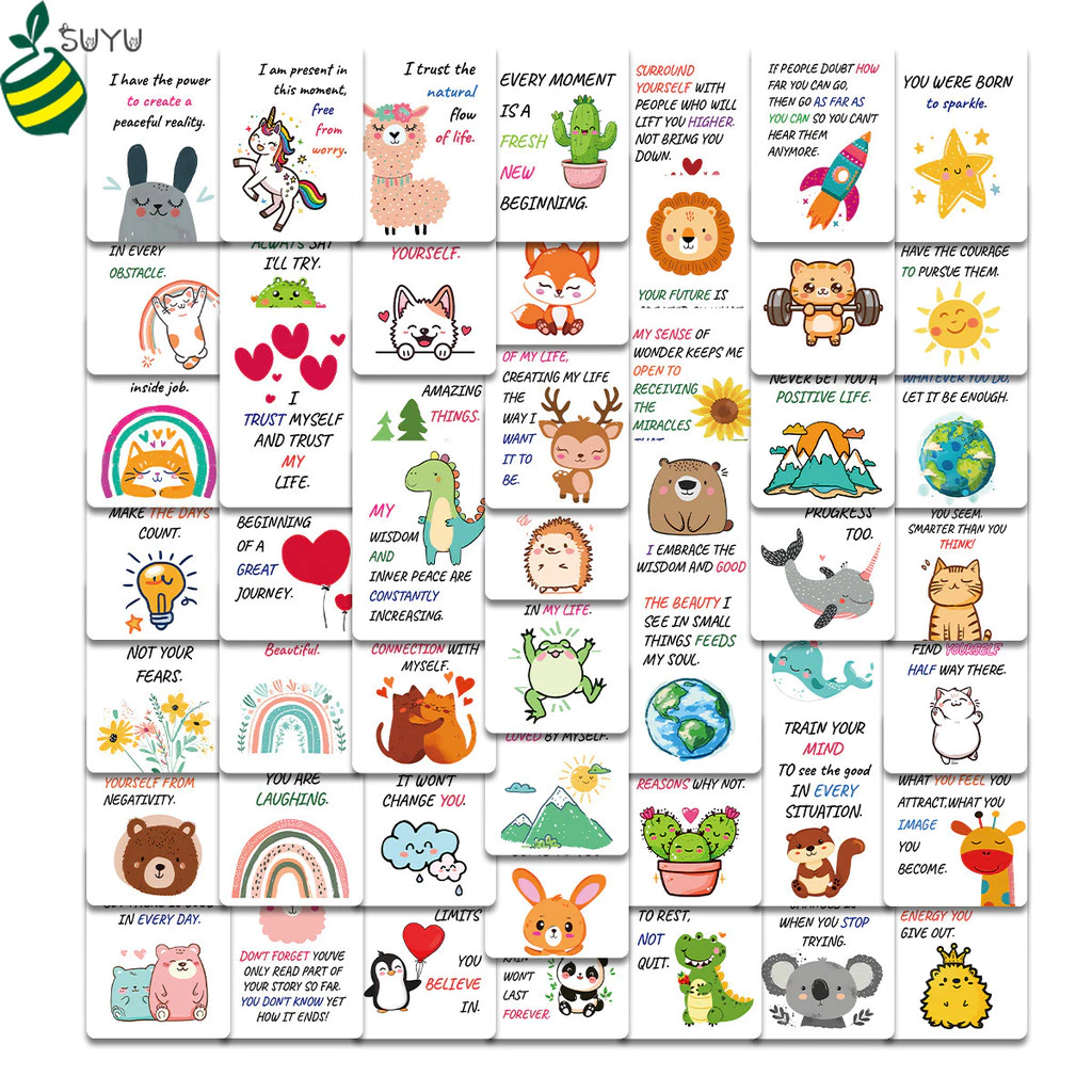 50 ชิ้น/แพ็คสร้างแรงบันดาลใจการ์ตูนสัตว์อ้างโปสการ์ด-สร้างแรงบันดาลใจ ส่งเสริมบวก Vibes การ์ดสําหรับพนักงานออฟฟิศ,การ์ดคําคมสร้างแรงบันดาลใจ — ของมงคลหมวดไลฟ์สไตล์และของขวัญ
