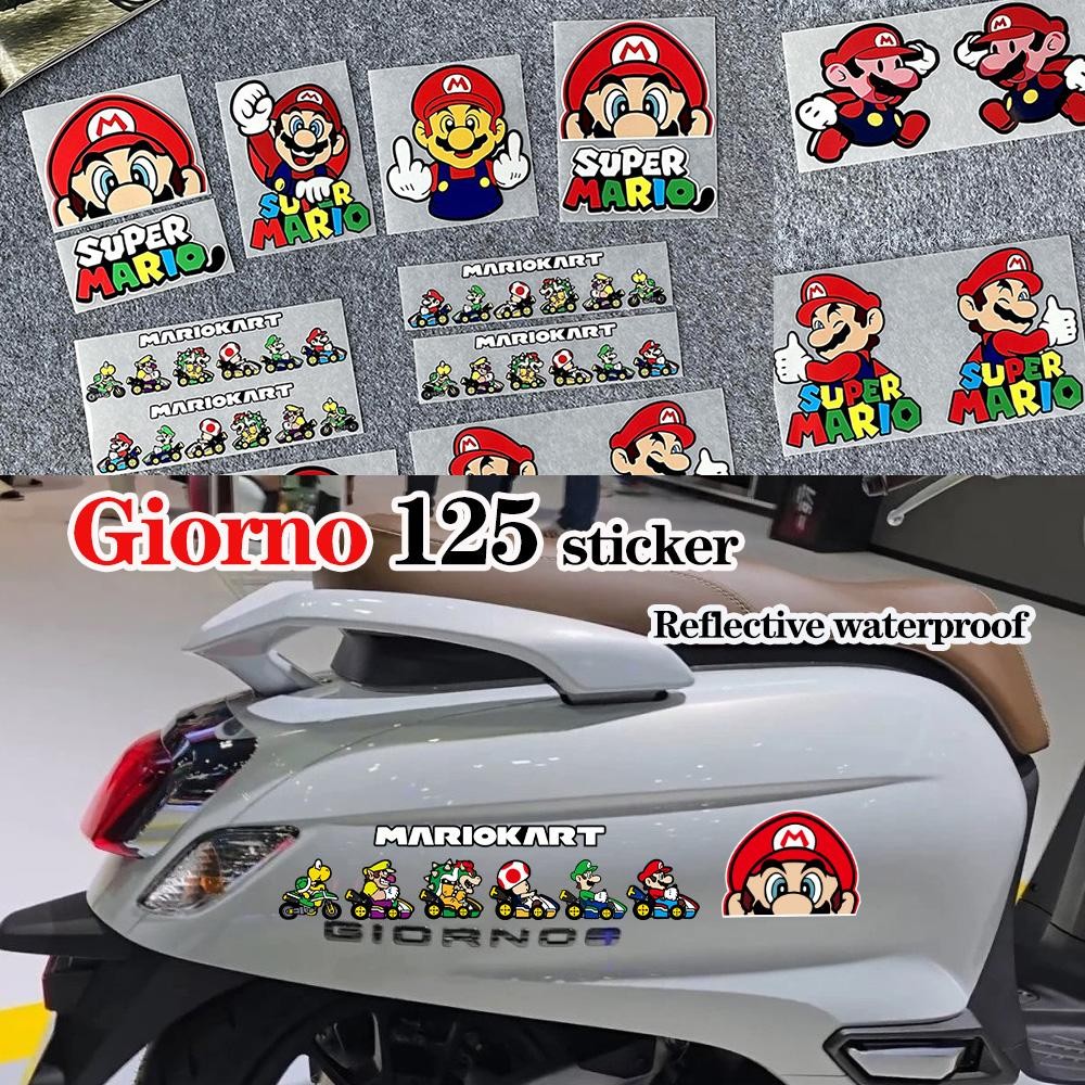 Mario สติ๊กเกอร์ Super Mario MARIOKART การ์ตูนรถจักรยานยนต์สกู๊ตเตอร์ HONDA Giorno125 Giorno 125 Giorno+ สติ๊กเกอร์ตกแต่งสติ๊กเกอร์กันน้ําสะท้อนแสง