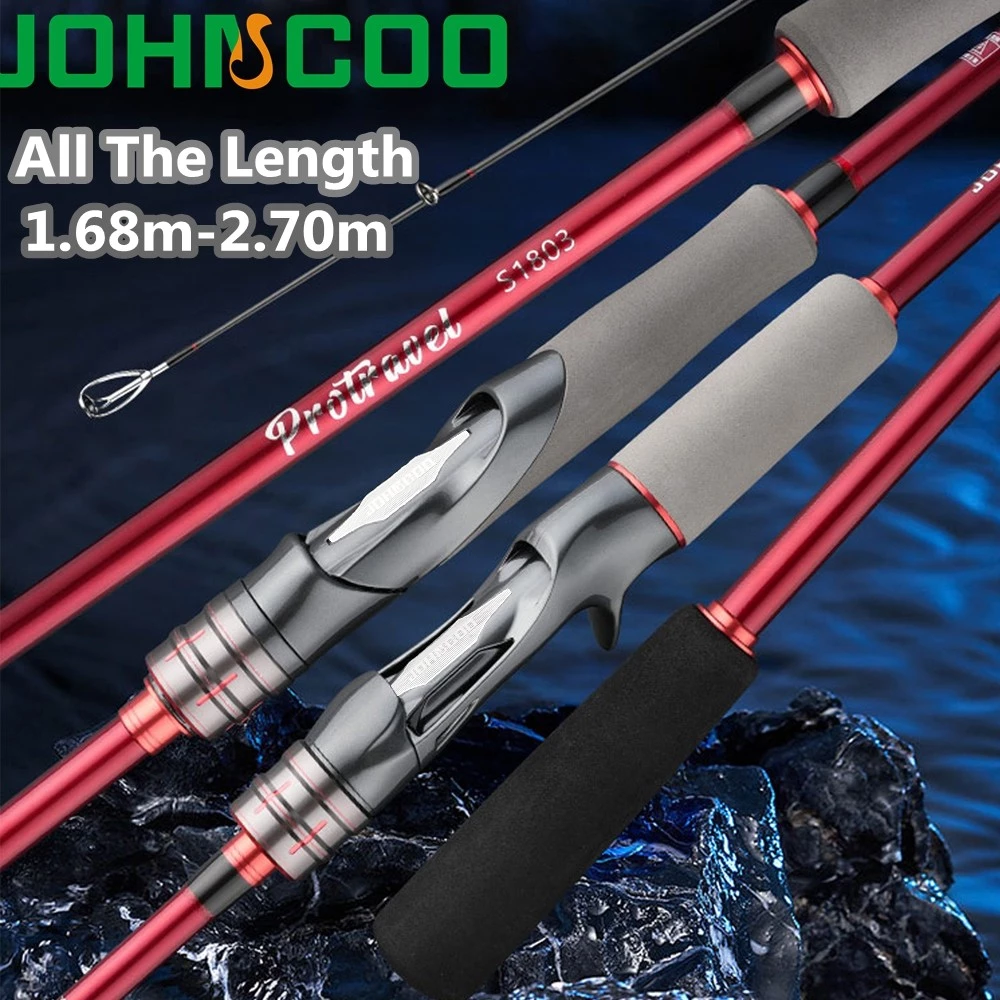 Johncoo Travel Fishing Rod คุณภาพสูง Travel Lure Rod 1.68m -2.7m Travel Fishing Rod Long Casting Fishing Rod UL ML MH Action Spinning Rod Casting Fishing Rod