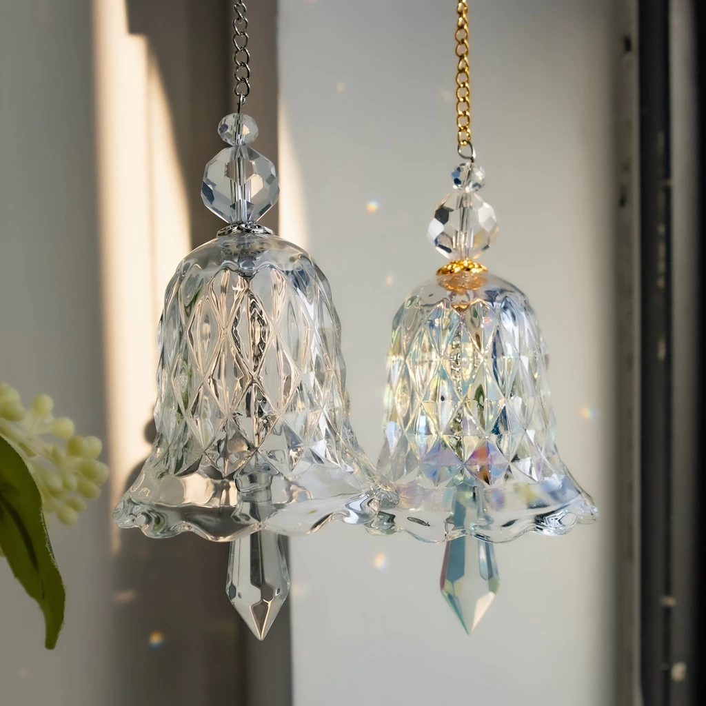 2 ชิ้น/เซ็ต Rainbow คริสตัลลมตีระฆัง,คริสตัล Bell จี้ตกแต่งหน้าต่าง,คริสตัล Ball Prisms Suncatcher แขวนเครื่องประดับสําหรับบ้าน,งานแต่งงาน,สวนตกแต่งคริสต์มาส — ของมงคลหมวดเครื่องรางและวัตถุมงคล