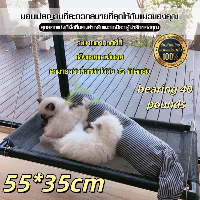เปลแมวแบบแขวน เปลแมวติดกระจก เปลแมว เปลญวณแมว เปลแมวขนาดใหญ่ ที่นอนแมวแบบติดกระจก ประกอบง่าย เปลแมวติดผนัง ที่นอนอาบแดด