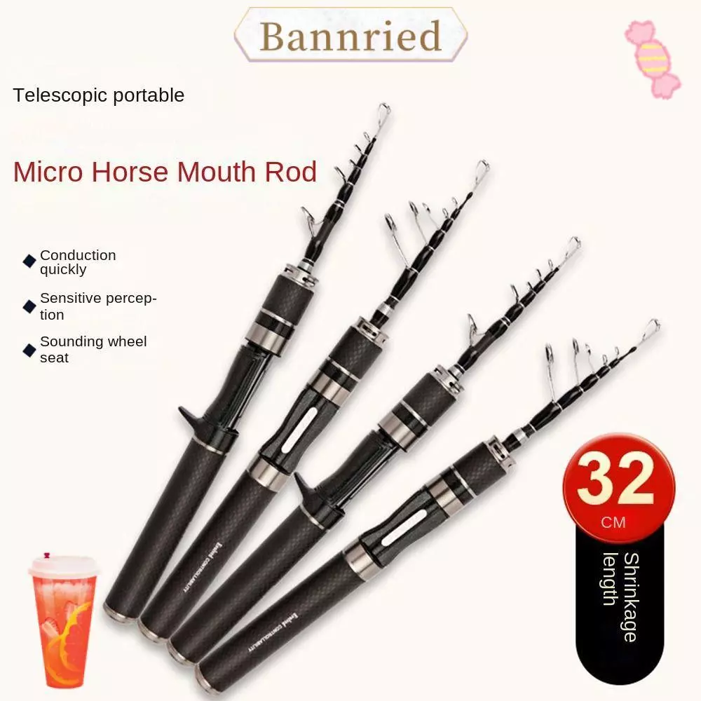 BANNRIEDSG ชุดเบ็ดตกปลา,Telescopic Spincast Fishing Reel Fishing Rodชุดเต็ม,Travel Fishing Gear Ultra Short 1.5m-1.8m Glass Fibre Feeder Rod Combo Fishing