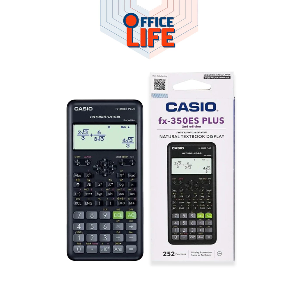 เครื่องคิดเลข วิทยาศาสตร์ Casio Fx-350ES Plus 2nd edition  ของแท้ 100% [ รับประกันศูนย์ CASIO 2 ปี เต็ม] 1 เครื่อง