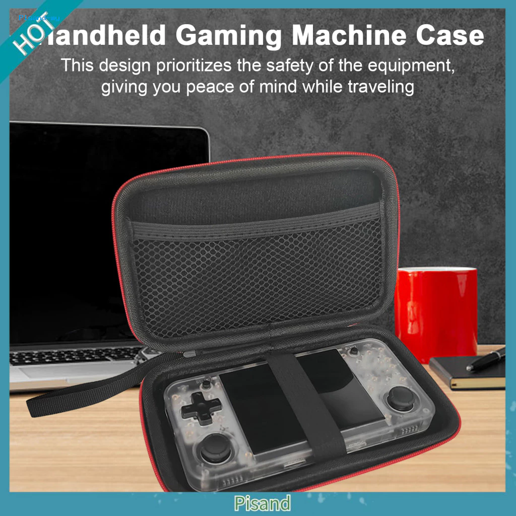Pisand Gaming Machine Hand Strap Bag Portable Gaming System Organizer Hard Carrying Case for Anbernic Rg35xx H/34xx – กันกระแทกกันกระแทกกันกระแทกเกมพกพาสําหรับมือถือ