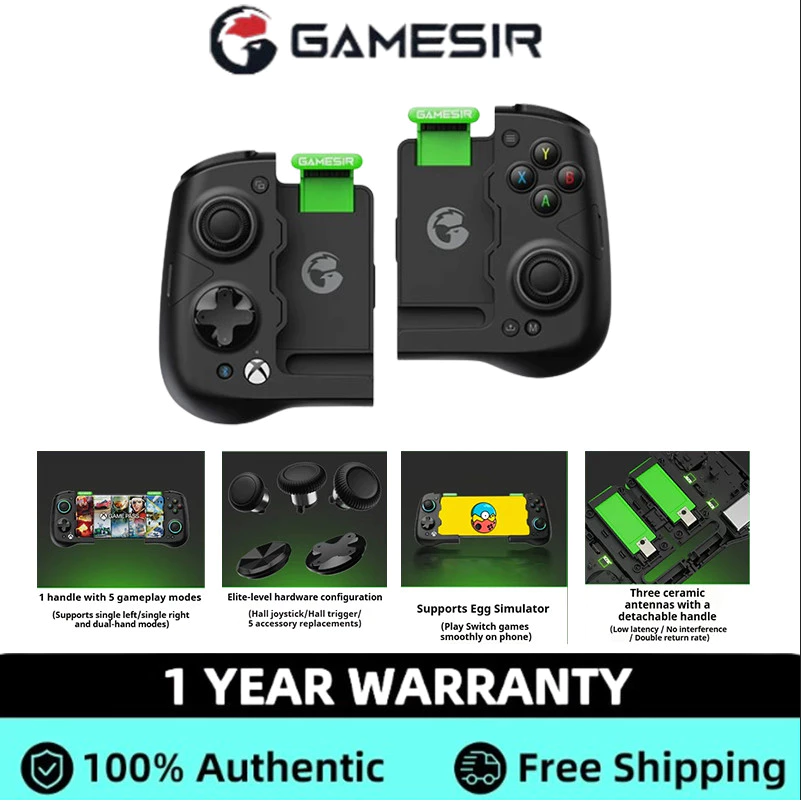 GameSir X4 Aileron บลูทูธโทรศัพท์มือถือ Gamepad Xbox เกม Pass Gaming Controller พร้อม Hall Effect แบบพกพา GAMING PUBG