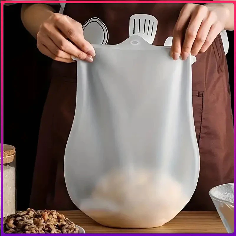 New 1/3 PC White Kitchen Pastry Stirring Bag Kitchen Silicone Kneading Bag White Dough Stirring Bag, DIY Bread, Pastry, Pizza, Baked Goods, Kitchen Tool