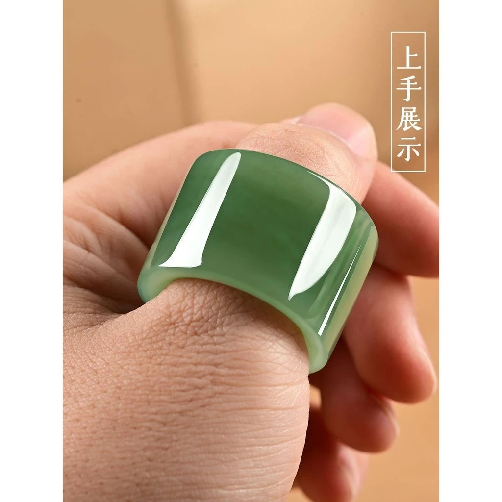 Hetian Cyan หยก Thumb ประแจนิ้วมือผู้ชายแหวนหยก Wenwan หยกจําลองหยกหยกหยกหยก 5.6 — ของมงคลหมวดเครื่องรางและวัตถุมงคล