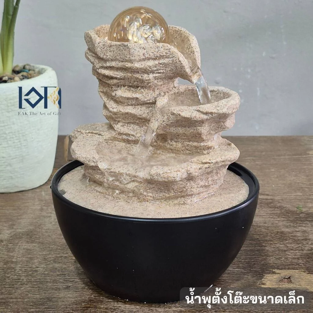 น้ำพุ น้ำล้นตั้งโต๊ะ รุ่นRJ2503276 ขนาดเล็ก ใช้ตกแต่งบ้านสไตล์มินิมอล เป็นของขวัญได้ — ของมงคลหมวดบ้านและฮวงจุ้ย