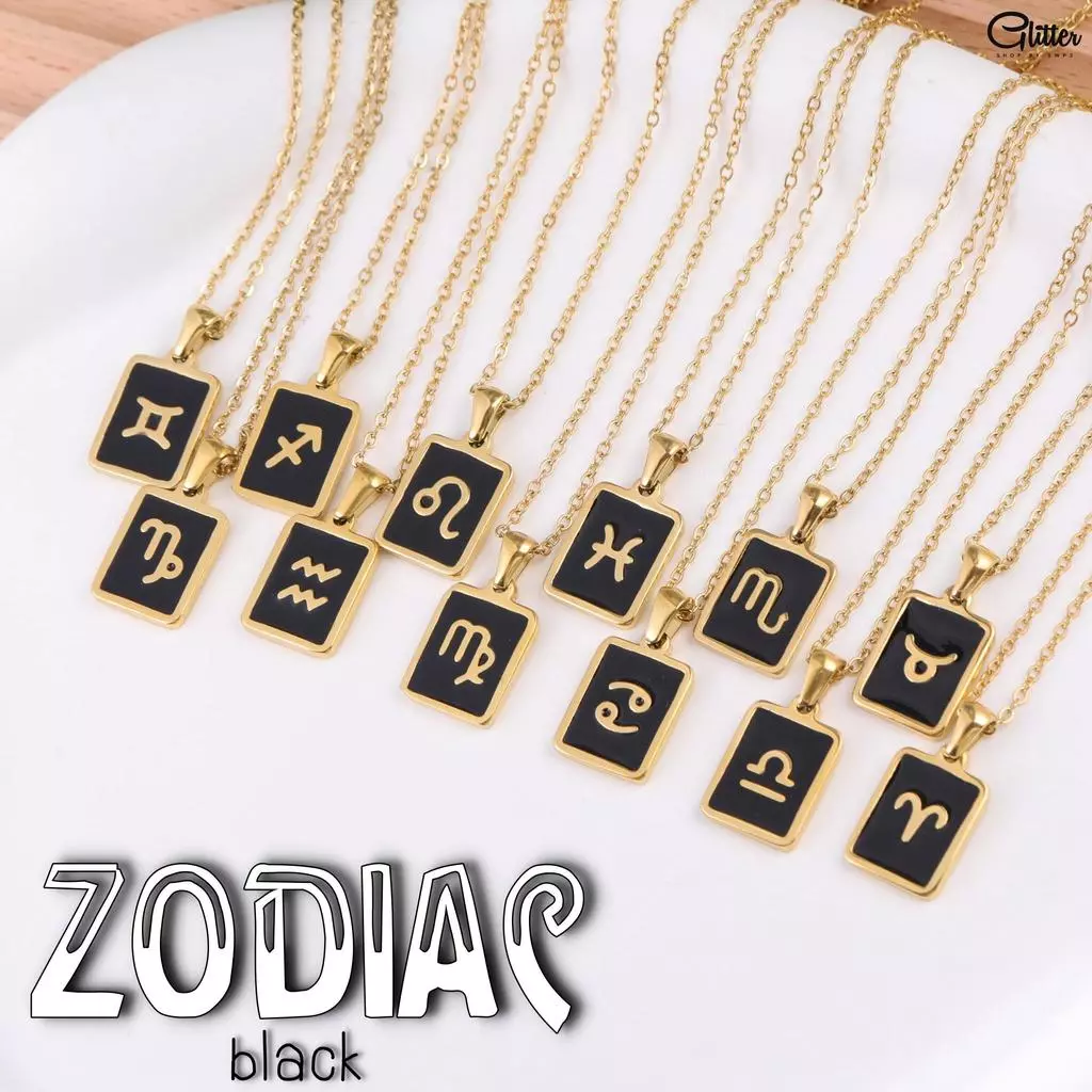 Glitter | สร้อยโซ่โอ Zodiac black (ราศีดำ) จี้ราศี 12 เดือน สแตนเลสแท้สีทอง ใส่ได้ทุกวัน | SW3308 — ของมงคลหมวดราศีและนักษัตร