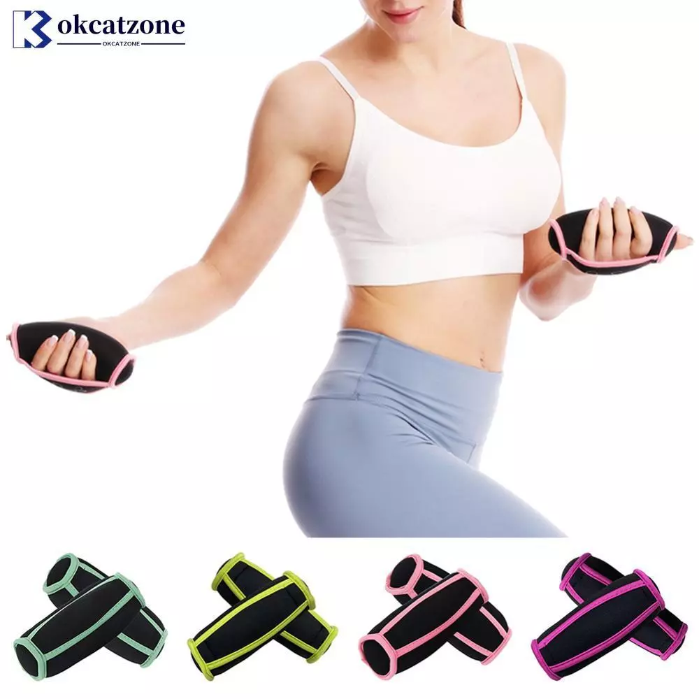 OKCATZONE 2 ชิ้นผู้หญิงซอฟต์แวร์ Hand-held Dumbbag แขนน้ําหนัก Dumbbell Sandbag 2Lbs Dumbbell Neoprene สําหรับโยคะฟิตเนสกระโดดการออกกําลังกาย O4S6