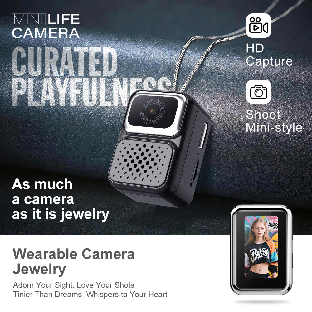 Retro Thumb Camera พวงกุญแจ 480P HD Video Recorder, หน้าจอ IPS ขนาด 0.96 นิ้ว Mini Wearable สร้อยคอกล้อง Filter & SD การ์ดรองรับ, กระเป๋าพกพา Vlog กล้อง
