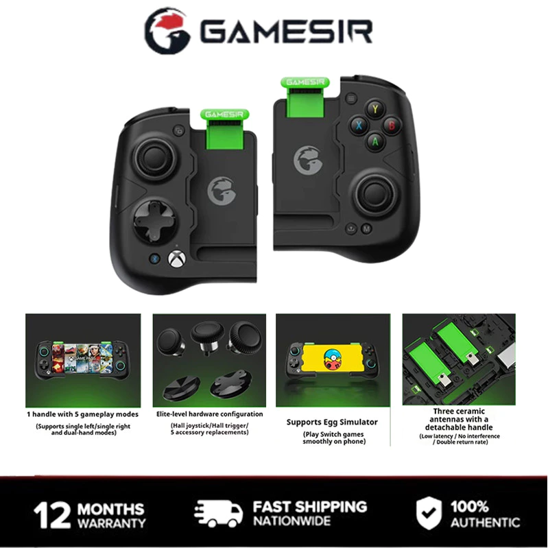 GameSir X4 Aileron บลูทูธโทรศัพท์มือถือ Gamepad Xbox เกม Pass Gaming Controller พร้อม Hall Effect แบบพกพา GAMING PUBG