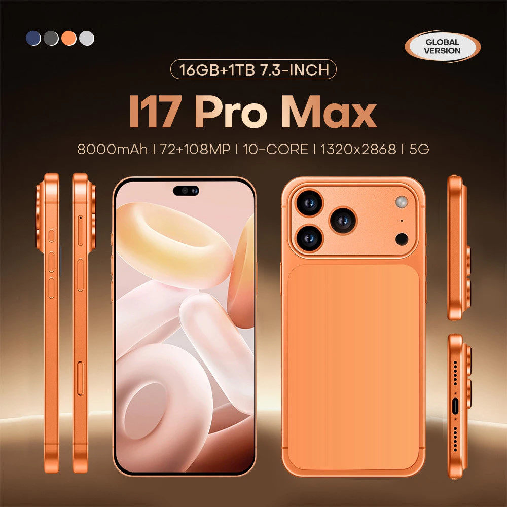I17Pro Max โทรศัพท์มือถือ 7.3 นิ้วหน้าจอขนาดใหญ่ 3+64GB True 4G Android 1: 1 สมาร์ทโฟน