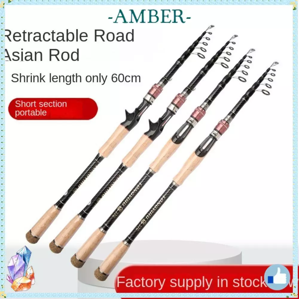 AMBER Fishing Pole, High Carbon 1.8m-3.6m Fishing Rod Full Kits,เด็ก Spincast Fishing Reel Telescopic Fishing Rod Fishing