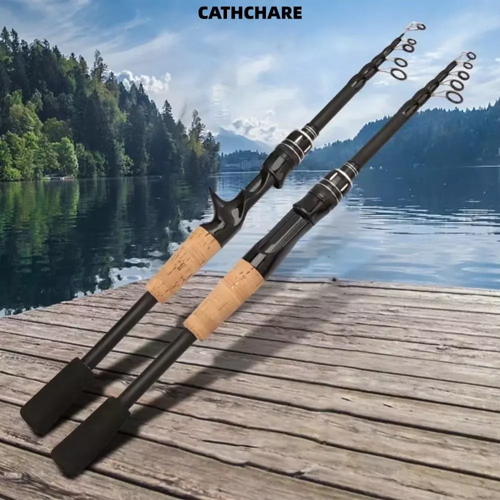 CATHCHARE294 Spinning Telescopic Fishing Pole, 1.5M-2.4M Telescopic Design น้ําหนักเบา Fishing Pole, Fishing Rod Casting แบบพกพา Professional Fishing Pole ตกปลาน้ําเค็ม