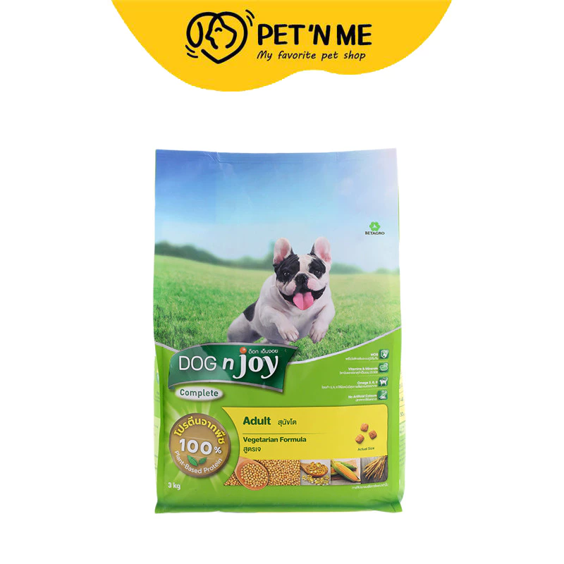 [จัดส่งจากคลัง] DOG N JOY Complete ด็อก เอ็นจอย คอมพลีท อาหารเม็ด สำหรับสุนัขโต ทุกสายพันธุ์ สูตรเจ 3 kg [8859104005051]