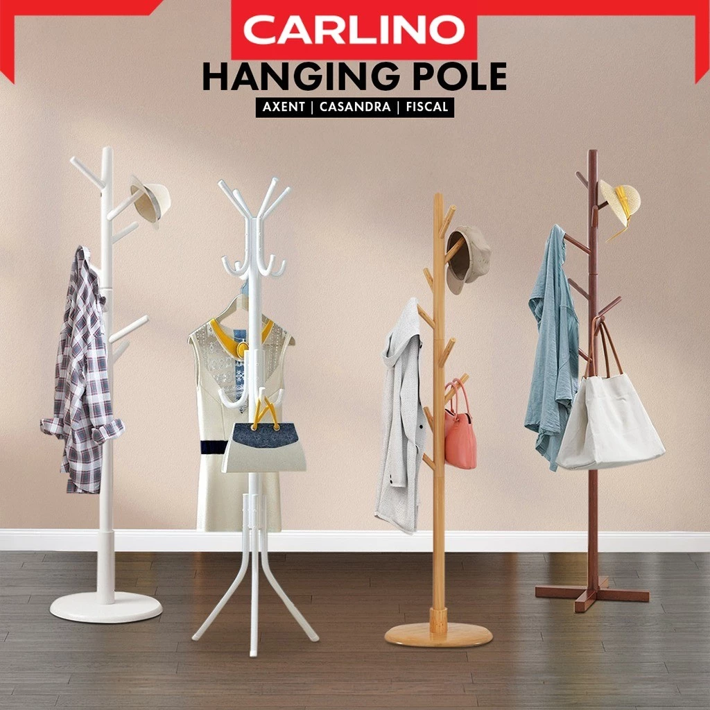 Carlino: เสาแขวนผ้า  ที่แขวนกระเป๋า ราวแขวนผ้า ไม้แขวนผ้าทรงต้นไม้ คุณภาพสูง อเนกประสงค์  Hanging Rack
