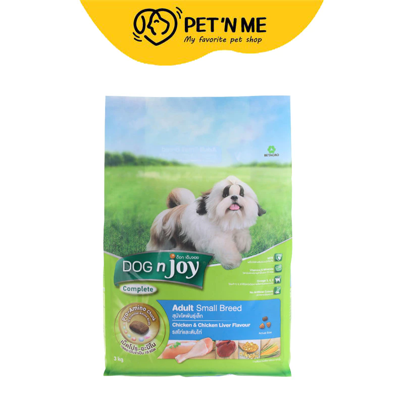 [จัดส่งจากคลัง] DOG N JOY Complete อาหารเม็ด สำหรับสุนัขโต พันธุ์เล็ก รสไก่และตับไก่ 3 kg [8859104005075]