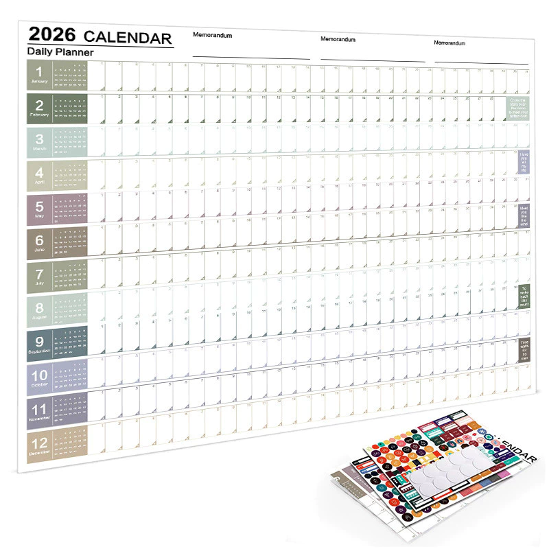 2026 ปฏิทินวางแผนแผ่นปฏิทินผนังขนาดใหญ่ น่ารัก ถึง ทํา รายการ วางแผนรายปีรายการเป้าหมายจัดตารางอุปกรณ์สํานักงาน — ของมงคลหมวดไลฟ์สไตล์และของขวัญ