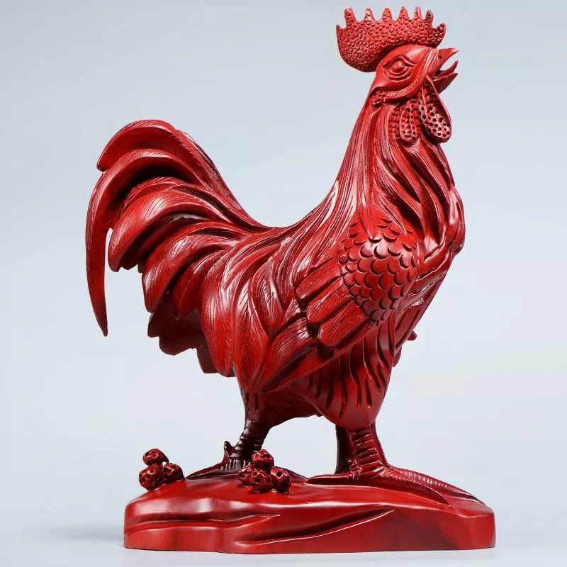 ไก่ไม้หอมแกะสลัก (นักษัตร) งานแกะจากรากไม้ สำหรับบ้าน/ที่ทำงาน ของประดับเสริมมงคล — ของมงคลหมวดราศีและนักษัตร