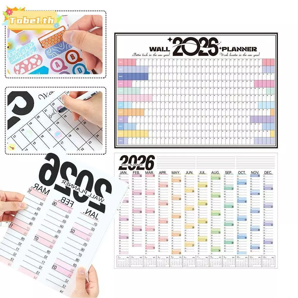 ต้อง1 2026ปฏิทินวางแผนแผ่น,วางแผนเป้าหมายขนาดใหญ่ผนังปฏิทิน,ทนทานตารางสติกเกอร์ตารางออแกไนเซอร์อุปกรณ์สํานักงาน — ของมงคลหมวดไลฟ์สไตล์และของขวัญ