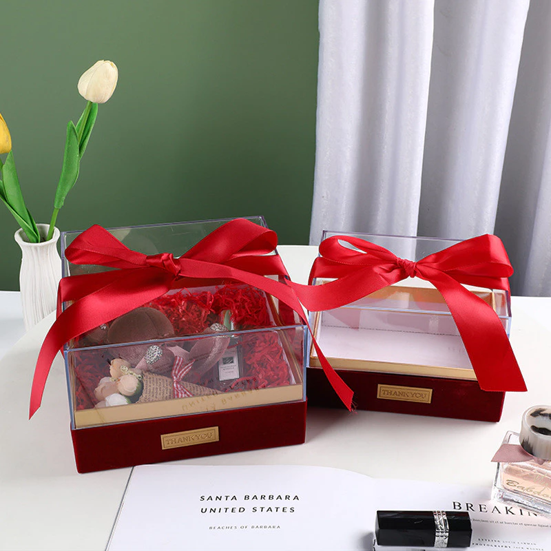 อะคริลิคโปร่งใสของขวัญกล่องริบบิ้นของขวัญกล่อง High-End ของที่ระลึกของขวัญกล่องเพื่อนเจ้าสาวกลับของขวัญของขวัญกล่อง — ของมงคลหมวดไลฟ์สไตล์และของขวัญ