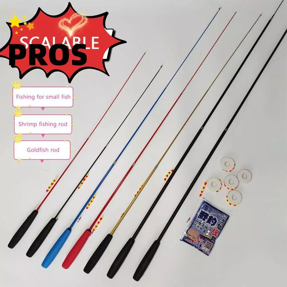 PROS ชุดคันเบ็ด,หล่อ Rod Fishing Pole Fishing Rod ชุด, Travel Fishing Gear Telescopic Glass Fibre 0.7/1.0/1.5/1.8/2.1 M Feeder Rod Combo Fishing