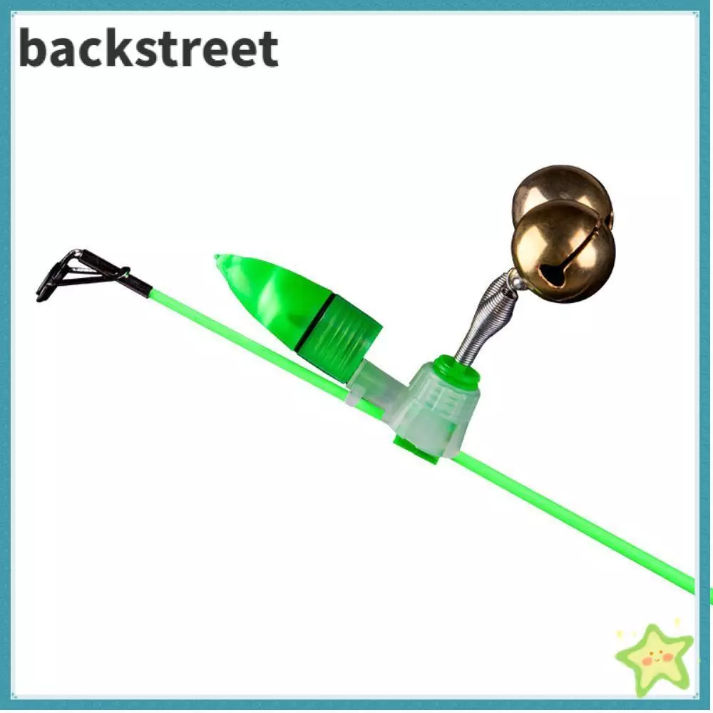 BACKSTAGEREETDV Fishing Indicators, Green Silver Bell Fishing Alarm Bells, Copper Plastic Fishing Rod Clips Fishing