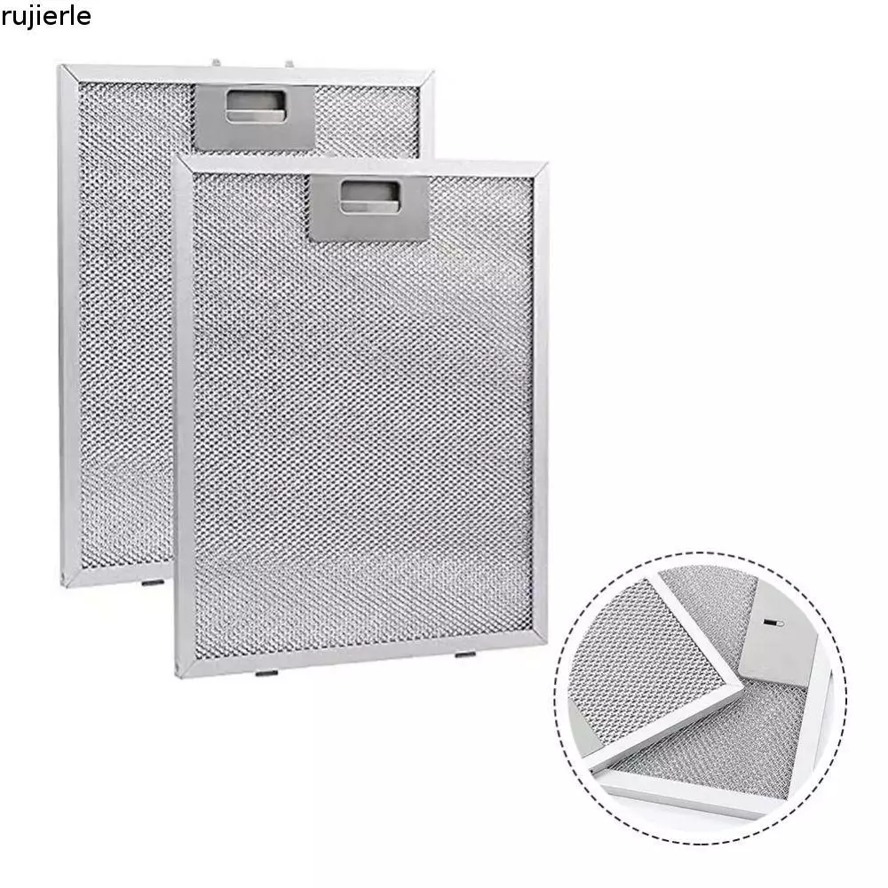 RUJIER Kitchen Extractor Fan Filter, กรอบอลูมิเนียม Silver Cooker Hood ตาข่ายกรอง, ติดตั้งง่ายระบายอากาศที่ถอดออกได้ Oil-proof Grease Filter Kitchen