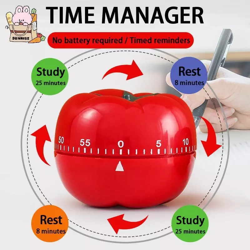 [ใหม่] Tomato Timer Electronic Kitchen Reminder Pomodoro Mechanical Counting Alarm Kitchen Cooking Tool Game Timer Clo TH
