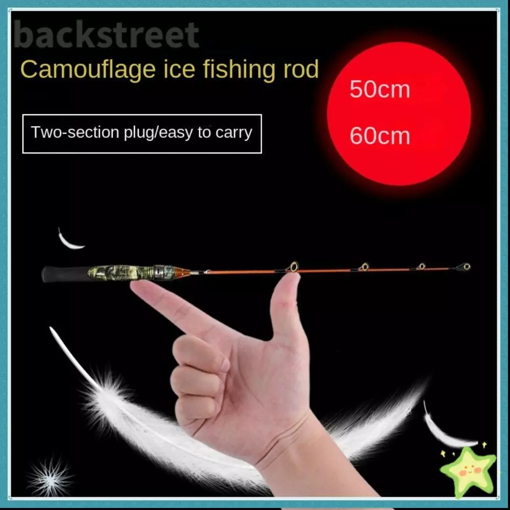 BACKSTAGEDV ICE Fishing Pen Pole, Retractable Winter Ice Fishing Rods, คุณภาพสูงแบบพกพา Spinning Carbon Ice Fishing Rod Set Ice Winter Fishing