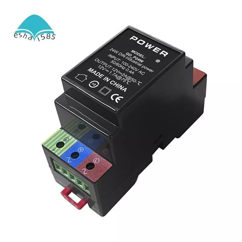 Eshai585POE PLUS อุตสาหกรรม DIN Power Supply AC100-240V to DC 12V24W Dual Channel AC to DC Converter สําหรับ AP/กล้อง 100-240Vac ใน 2 ช่อง 12Vdc Max24W เอาต์พุต