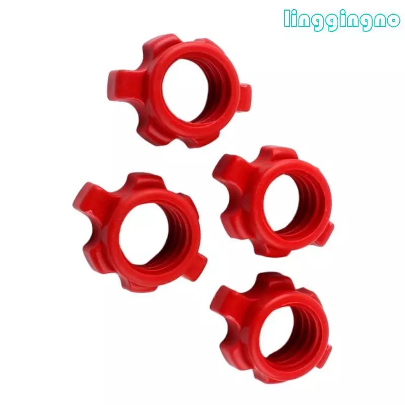 RR 4 ชิ้นพลาสติก Spinlock Collar Dumbbell Rod Nut มาตรฐาน Barbell สกรูคอ Dumbbell Hexagonal Nut ติดตั้งง่าย