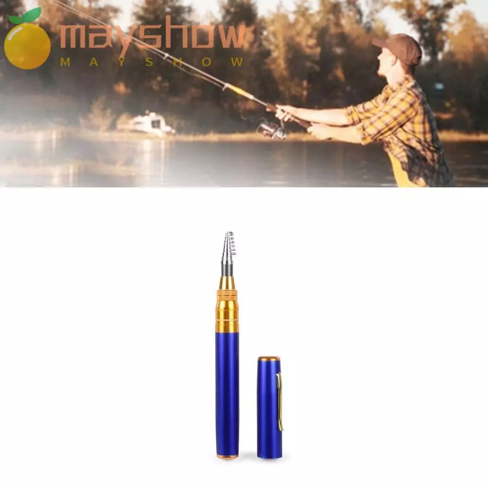 MAYSHOW Pocket Fishing Pole, Telescopic Blue Pen Fishing Rod, Portable Mini 1.8m Fishing Rod Pocket Fishing