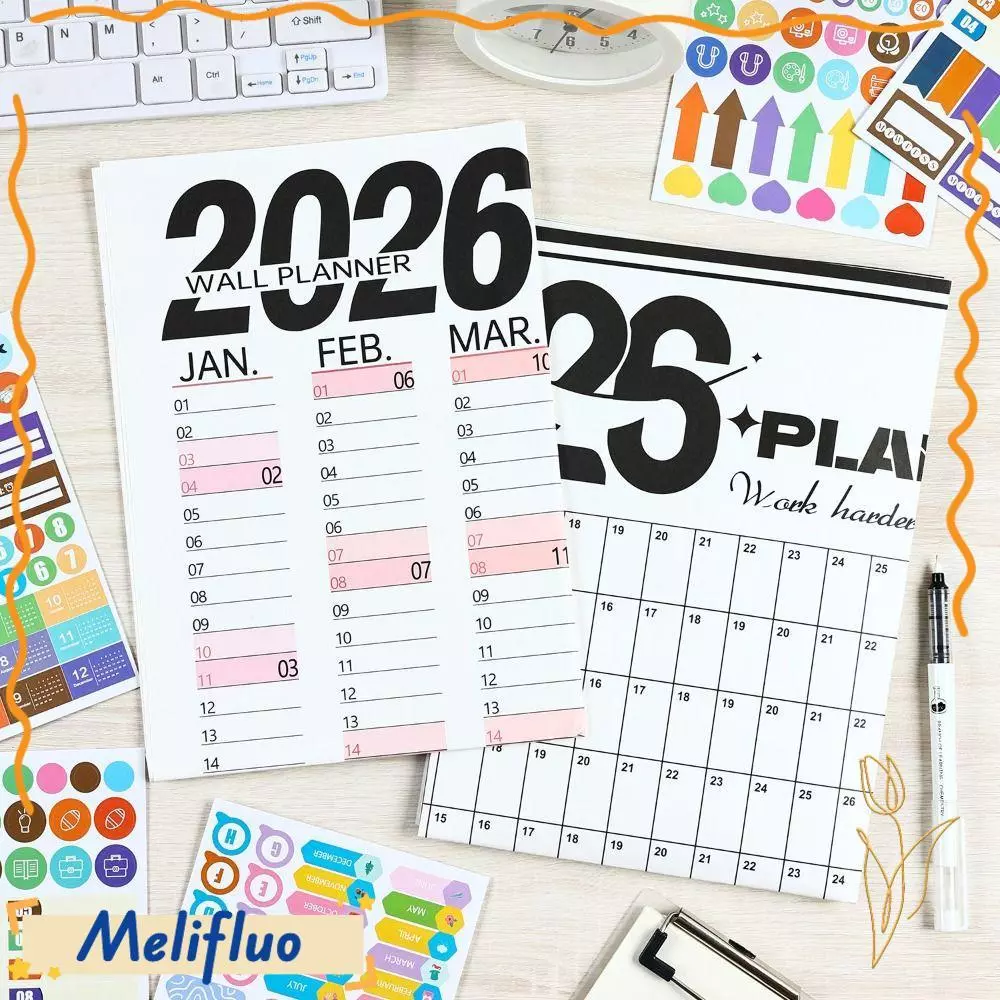 เมลิฟูลูโอ 2026ปฏิทินวางแผนแผ่น,วางแผนเป้าหมายผนังขนาดใหญ่ปฏิทิน,ตารางสติกเกอร์จัดตารางอุปกรณ์สํานักงาน — ของมงคลหมวดไลฟ์สไตล์และของขวัญ