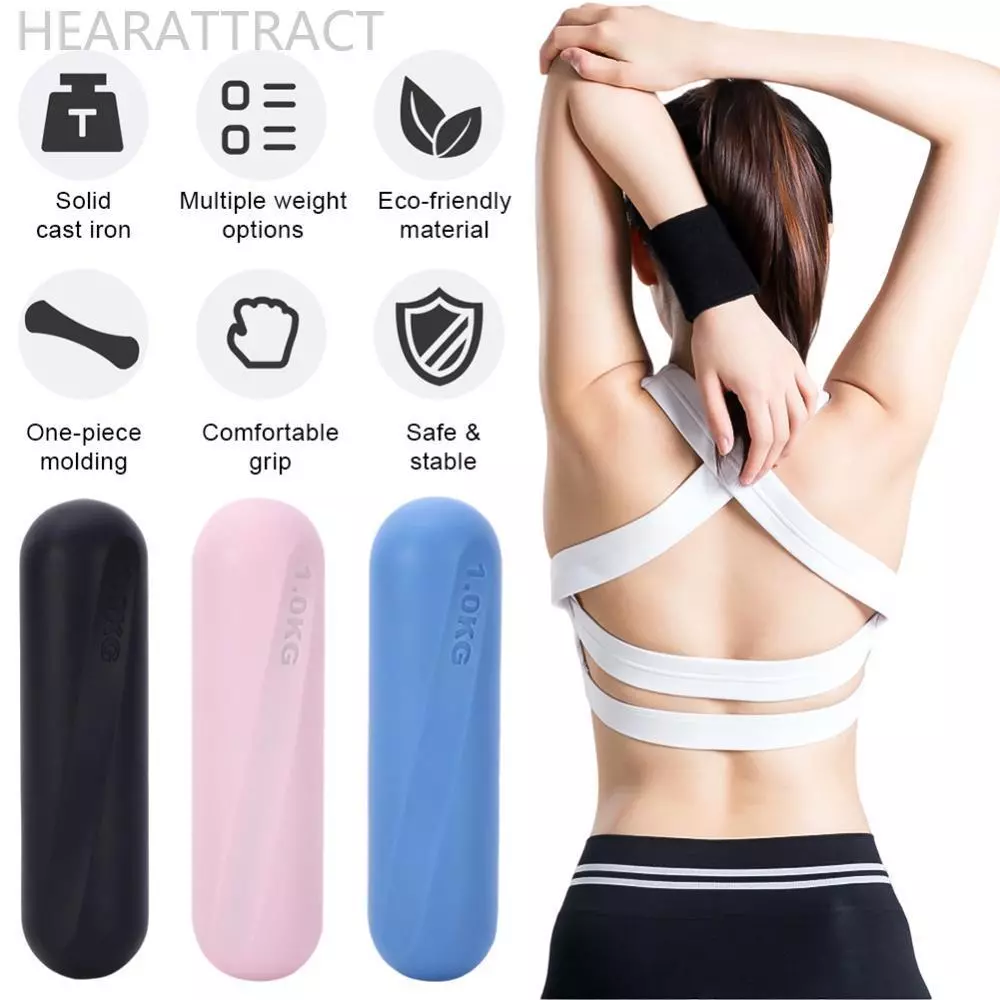 HEARATRACT 1PC 1KG Solid Cast Iron Mini Dumbbell เคลือบซิลิโคน Anti-slip Anti-callus Dumbbell อุปกรณ์ออกกําลังกายที่บ้าน E5O7