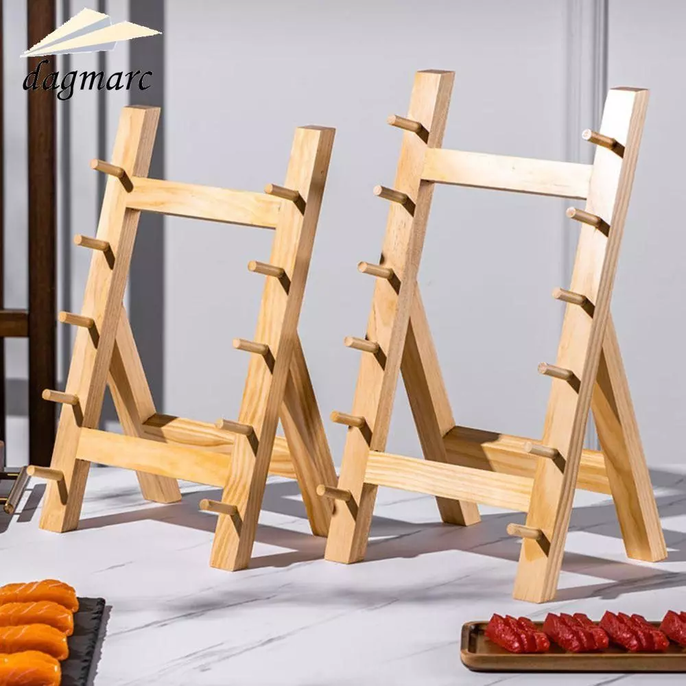 DAGMARC Katana ผู้ถือจอแสดงผล,ไม้ Katana Tanto Stand,อเนกประสงค์ Multi-layer Kitchen Storage Holder Kitchen