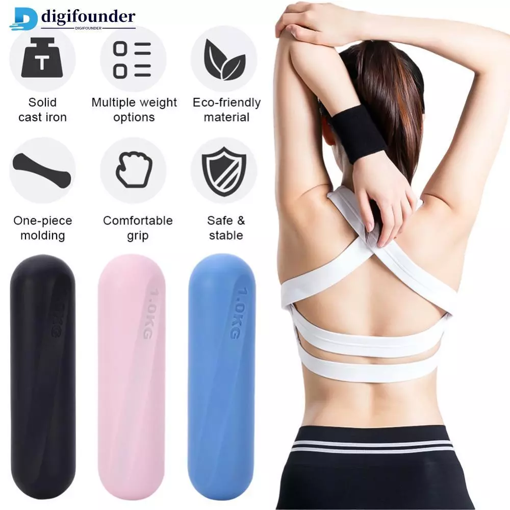 DIGIFOUNDER 1PC 1KG Solid Cast Iron Mini Dumbbell เคลือบซิลิโคน Anti-slip Anti-callus Dumbbell Home Fitness อุปกรณ์ H8P4