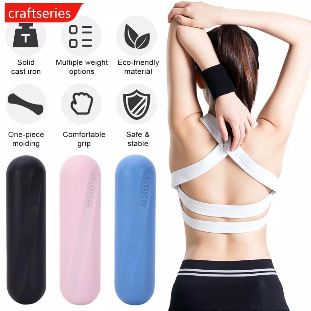 CRAFTSERIES 1PC 1KG Solid Cast Iron Mini Dumbbell เคลือบซิลิโคน Anti-slip Anti-callus Dumbbell อุปกรณ์ออกกําลังกายที่บ้าน A2F8