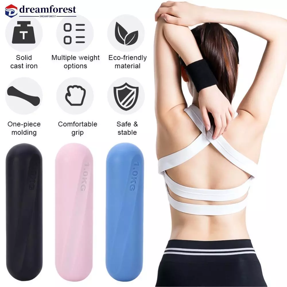 DFS 1PC 1KG Solid Cast Iron Mini Dumbbell เคลือบซิลิโคน Anti-slip Anti-callus Dumbbell อุปกรณ์ออกกําลังกายที่บ้าน