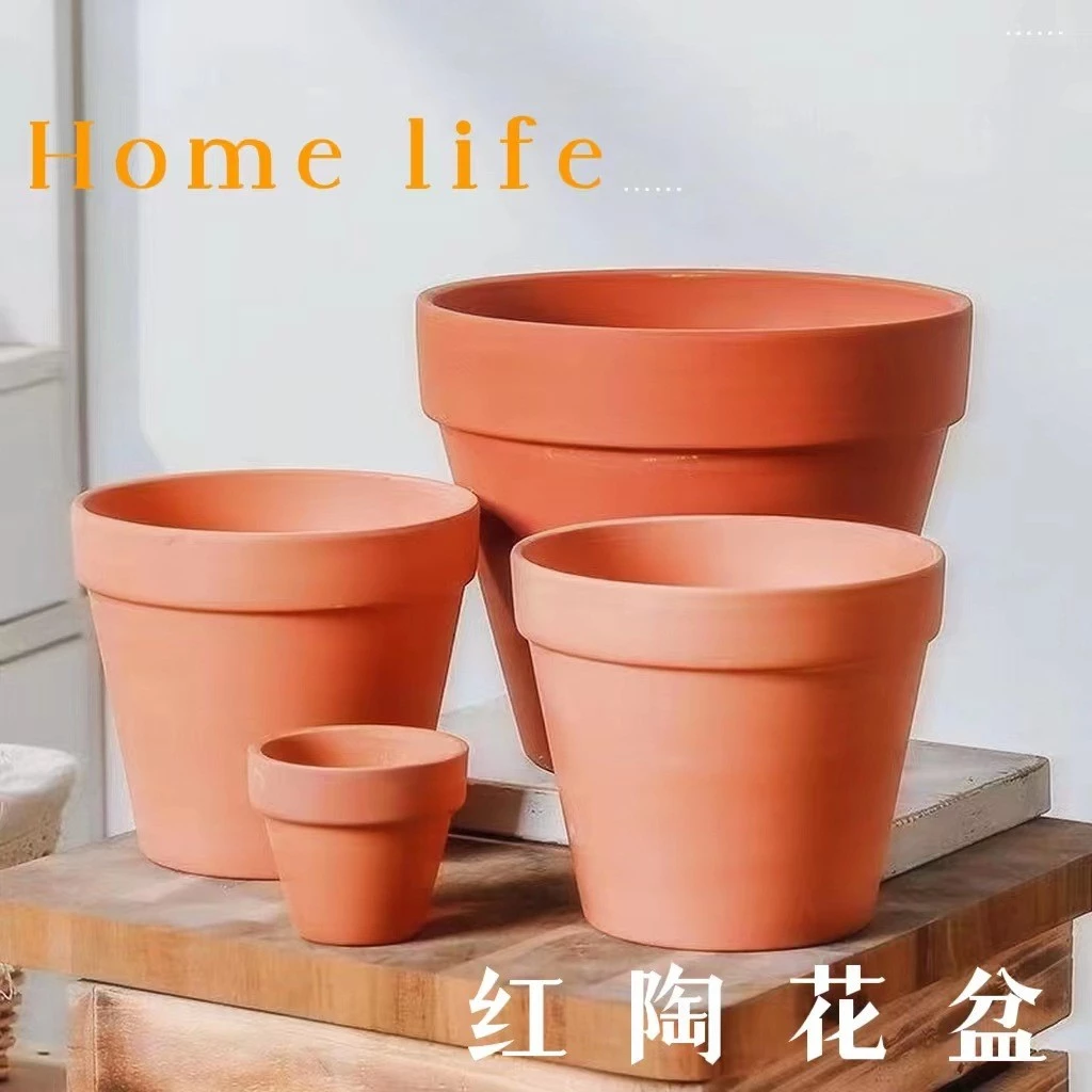 สีแดงเครื่องปั้นดินเผากระถางดอกไม้เซรามิกซึมผ่านระบายอากาศหม้อเครื่องปั้นดินเผาสีแดงฉ่ํากระถางดอกไม้พืชสีเขียวกระถางดินกระถางกระถางกระถางกระถางกระถาง — ของมงคลหมวดบ้านและฮวงจุ้ย