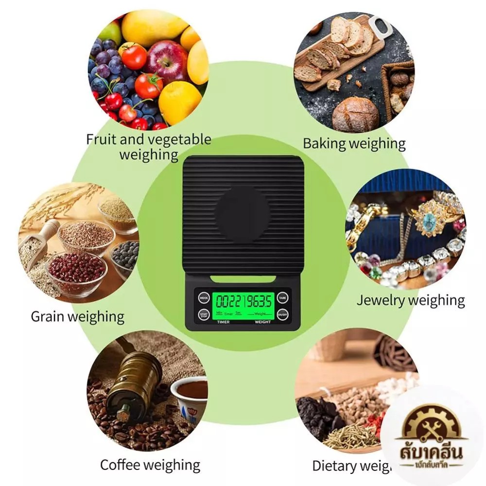 [Elizabeth1.th] 5/3kg Electronic Digital Kitchen Scale ความแม่นยําสูงวัด LCD Kitchen Coffee Scale พร้อม Timing Precision LCD Scale [Elizabeth1.th]